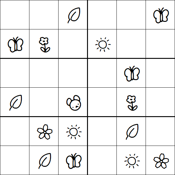 Kids Sudoku 6x6 - Simple