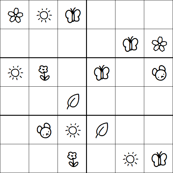 Kids Sudoku 6x6 - Simple