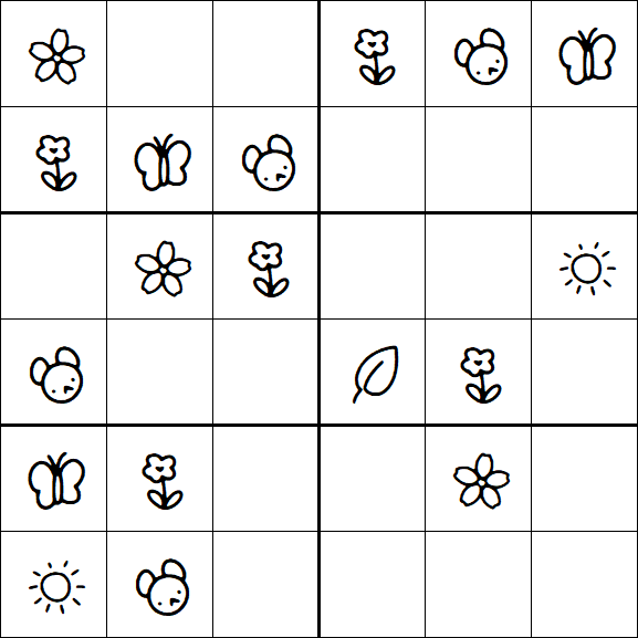 Kids Sudoku 6x6 - Easy