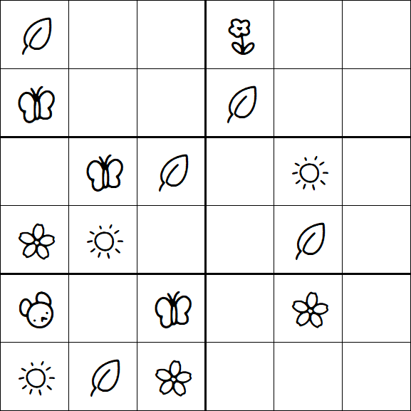 Kids Sudoku 6x6 - Easy