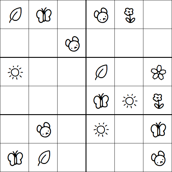 Kids Sudoku 6x6 - Easy