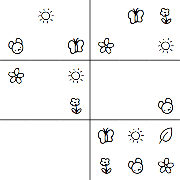 Kids Sudoku 6x6 - Simple