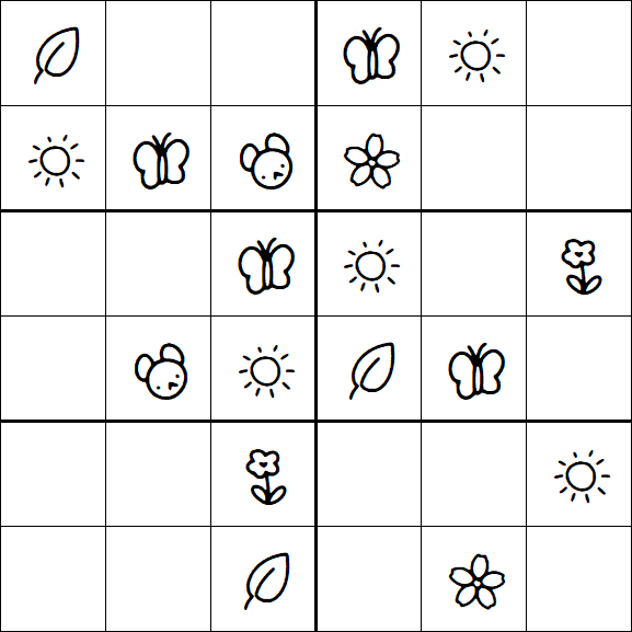 Kids Sudoku 6x6 - Simple