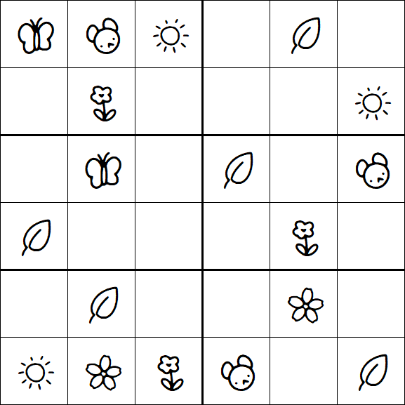 Kids Sudoku 6x6 - Simple