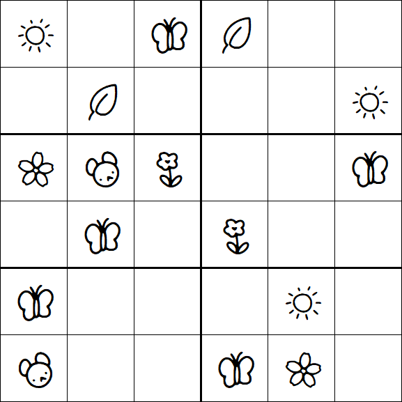 Kids Sudoku 6x6 - Easy