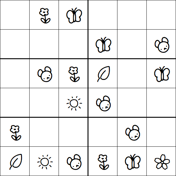 Kids Sudoku 6x6 - Easy