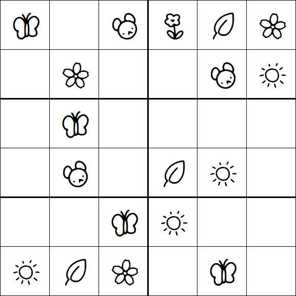 Kids Sudoku 6x6 - Easy