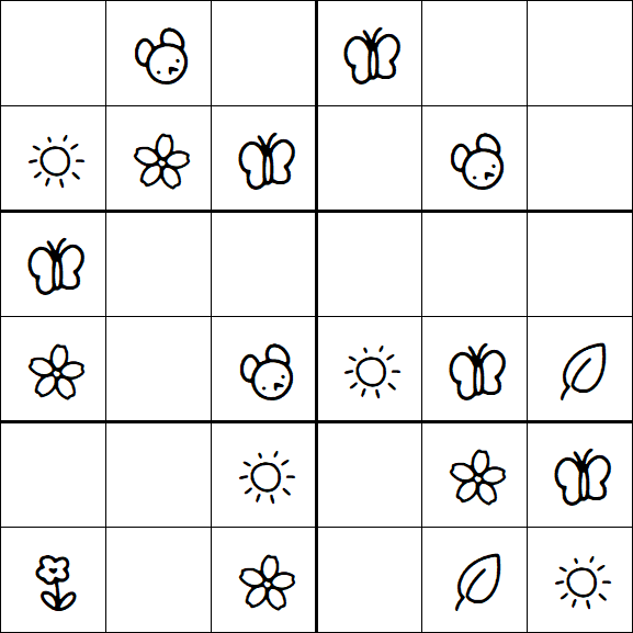 Kids Sudoku 6x6 - Easy
