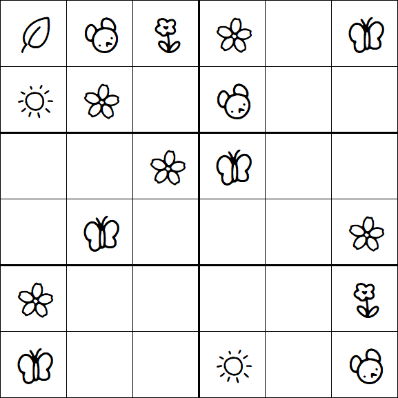 Kids Sudoku 6x6 - Easy