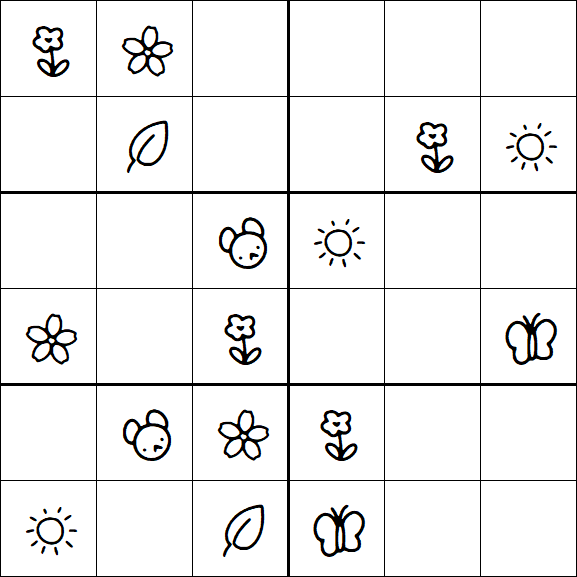 Kids Sudoku 6x6 - Easy