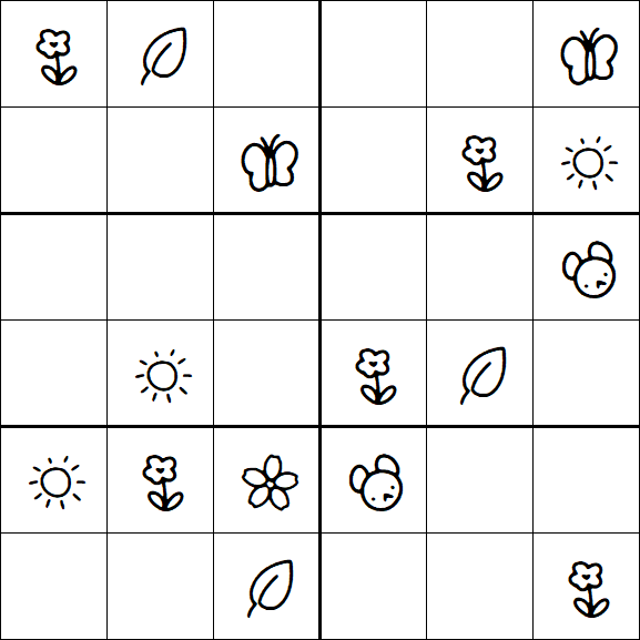 Kids Sudoku 6x6 - Easy