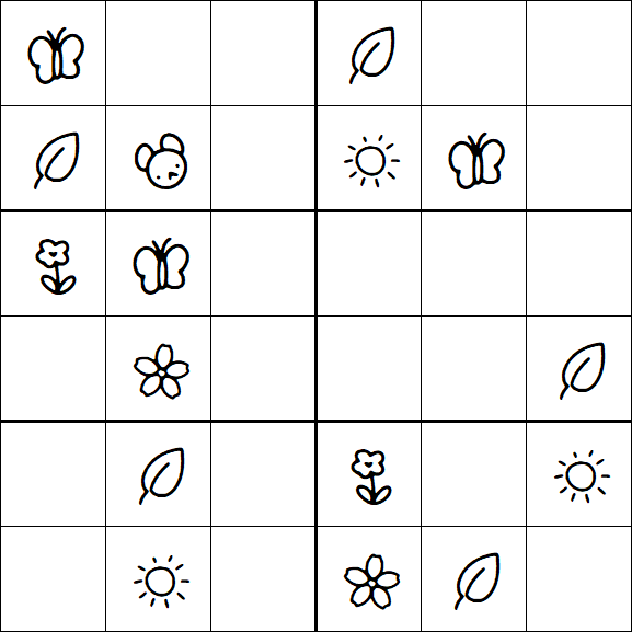Kids Sudoku 6x6 - Easy