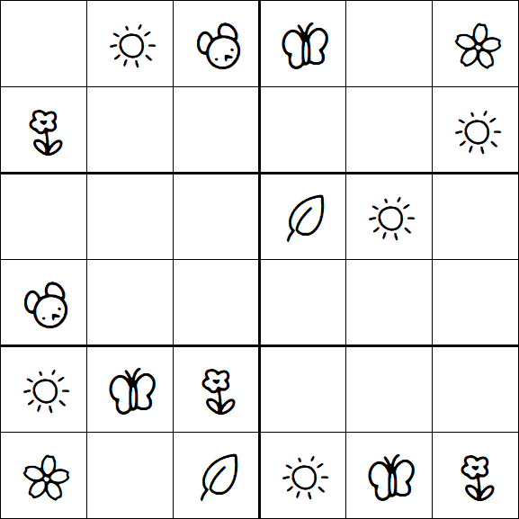 Kids Sudoku 6x6 - Easy