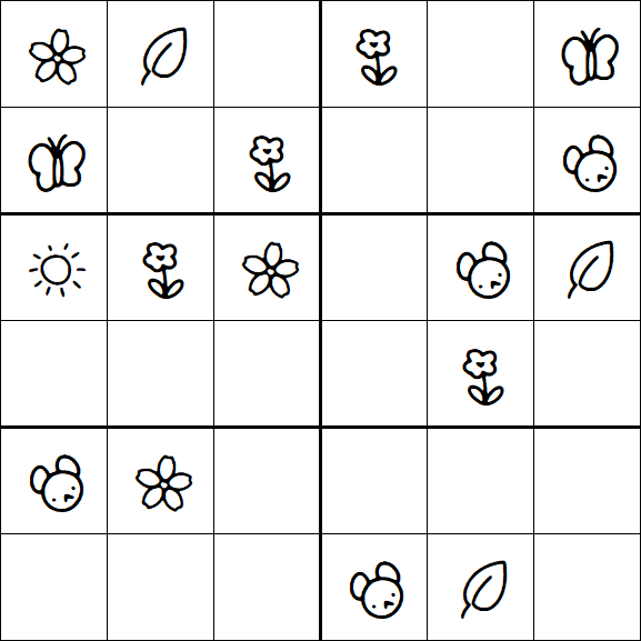 Kids Sudoku 6x6 - Easy