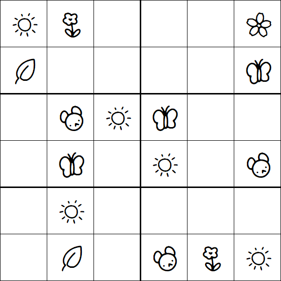 Kids Sudoku 6x6 - Easy