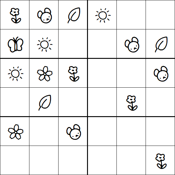 Kids Sudoku 6x6 - Easy