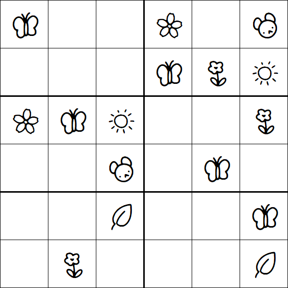 Kids Sudoku 6x6 - Simple