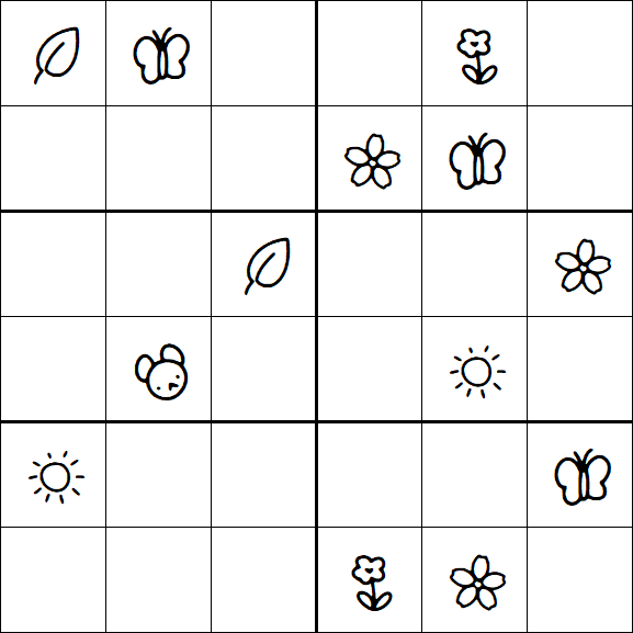 Kids Sudoku 6x6 - Moyen
