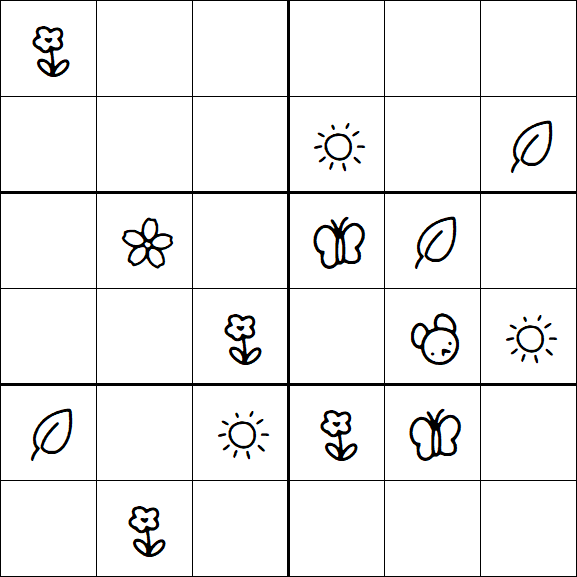 Kids Sudoku 6x6 - Medium