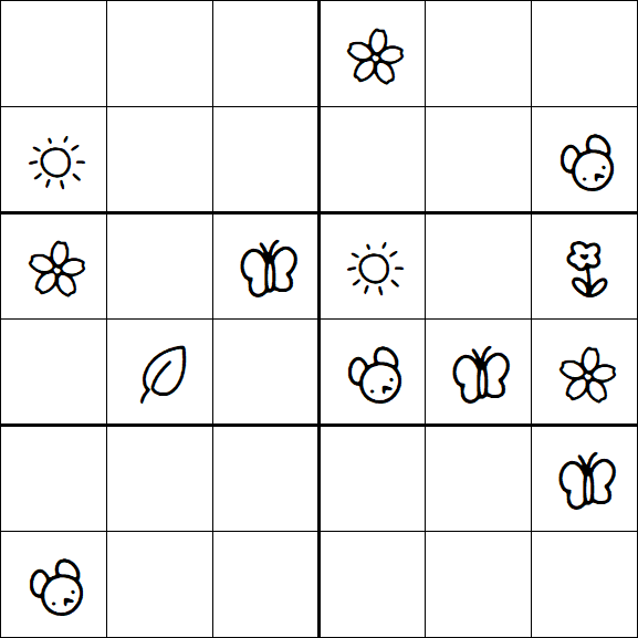 Kids Sudoku 6x6 - Moyen