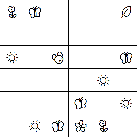 Kids Sudoku 6x6 - Medium