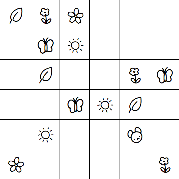 Kids Sudoku 6x6 - Moyen