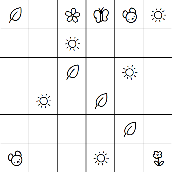 Kids Sudoku 6x6 - Moyen