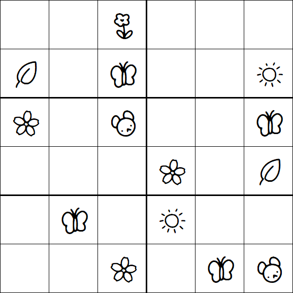 Kids Sudoku 6x6 - Moyen