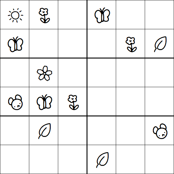 Kids Sudoku 6x6 - Moyen