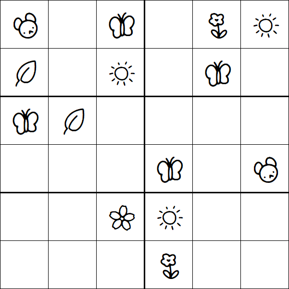 Kids Sudoku 6x6 - Medium