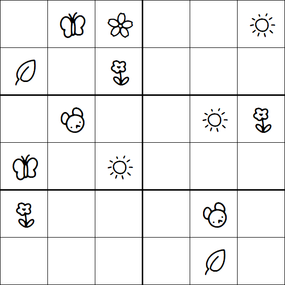 Kids Sudoku 6x6 - Moyen