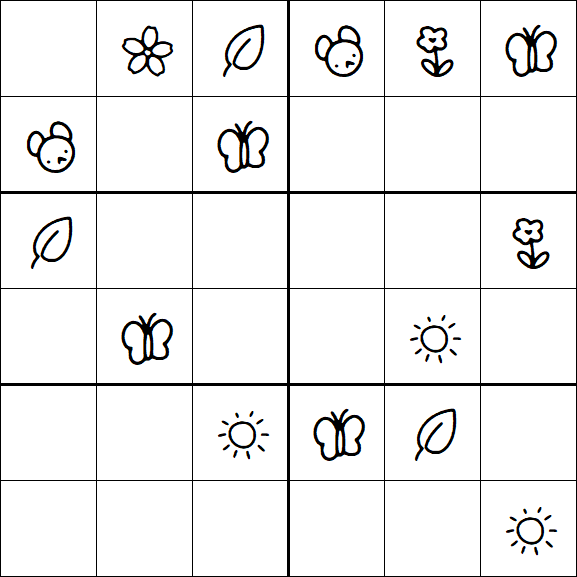 Kids Sudoku 6x6 - Medium