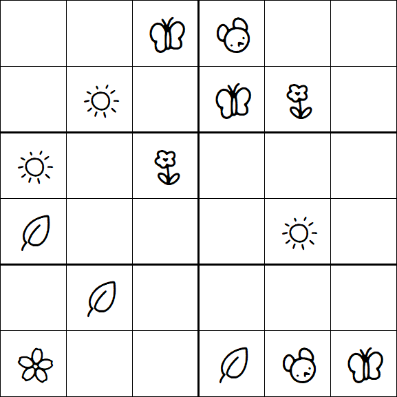 Kids Sudoku 6x6 - Moyen