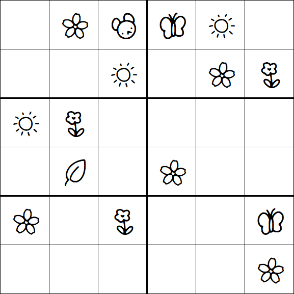 Kids Sudoku 6x6 - Moyen