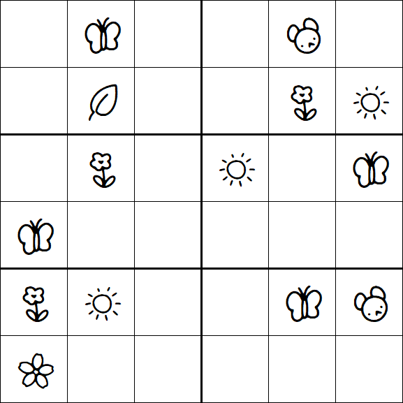 Kids Sudoku 6x6 - Moyen