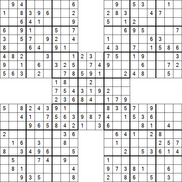 Samurai Sudoku - Fácil