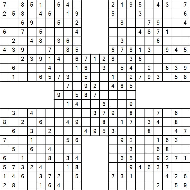 Samurai Sudoku - Einfach
