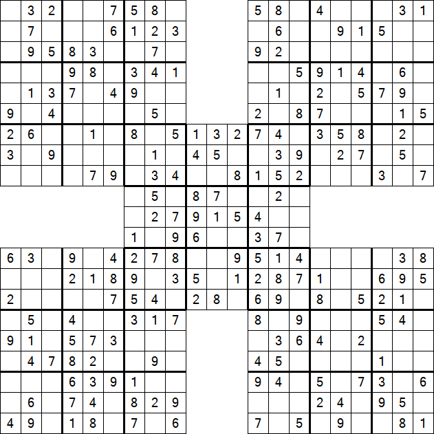 Samurai Sudoku - Einfach