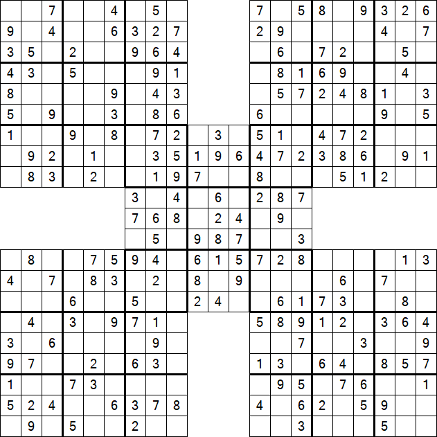 Samurai Sudoku - Einfach