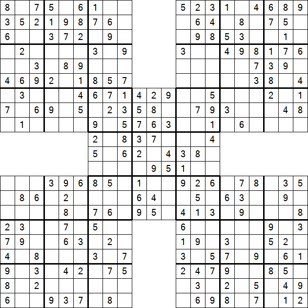 Samurai Sudoku - Einfach