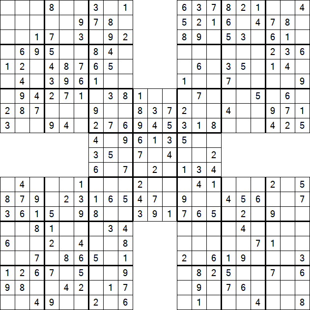 Samurai Sudoku - Einfach