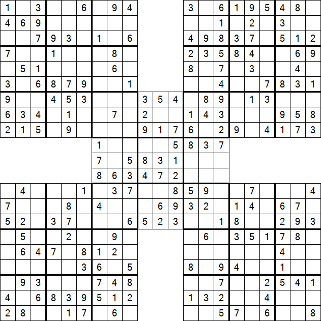 Samurai Sudoku - Einfach