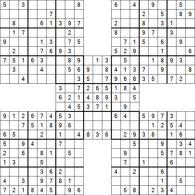 Samurai Sudoku - Einfach