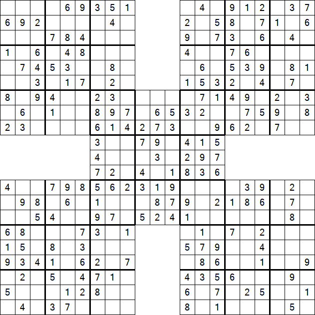 Samurai Sudoku - Einfach