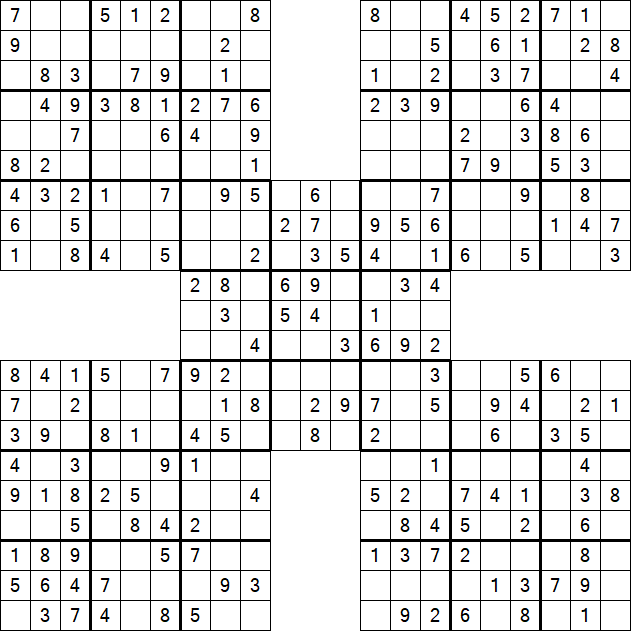 Samurai Sudoku - Einfach