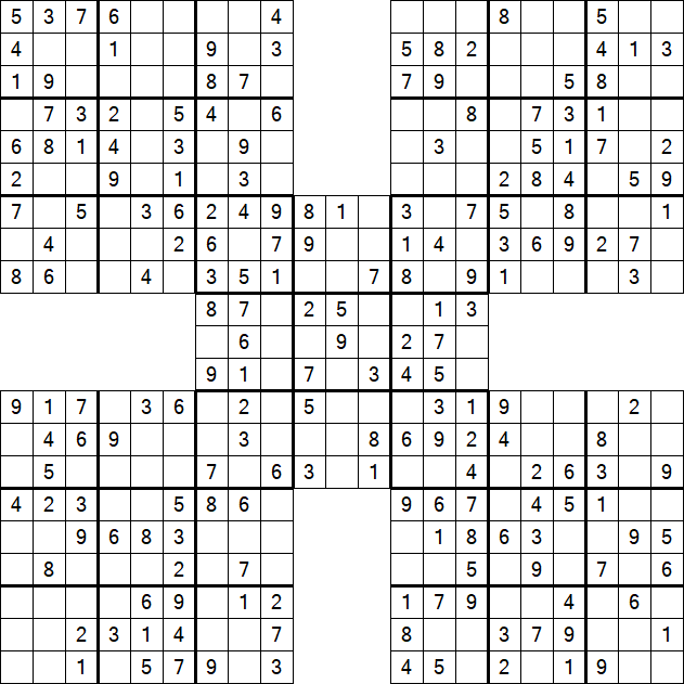 Samurai Sudoku - Simple