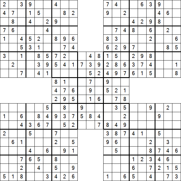 Samurai Sudoku - Simple
