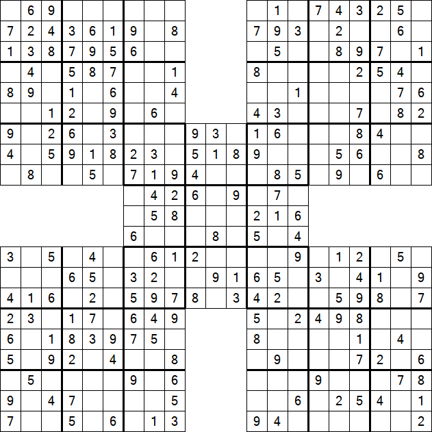 Samurai Sudoku - Einfach