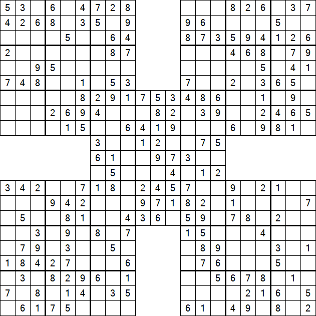 Samurai Sudoku - Einfach