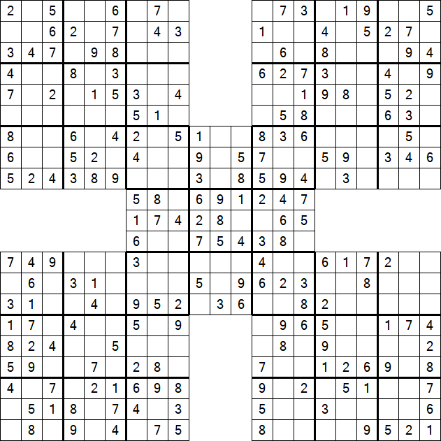 Samurai Sudoku - Einfach